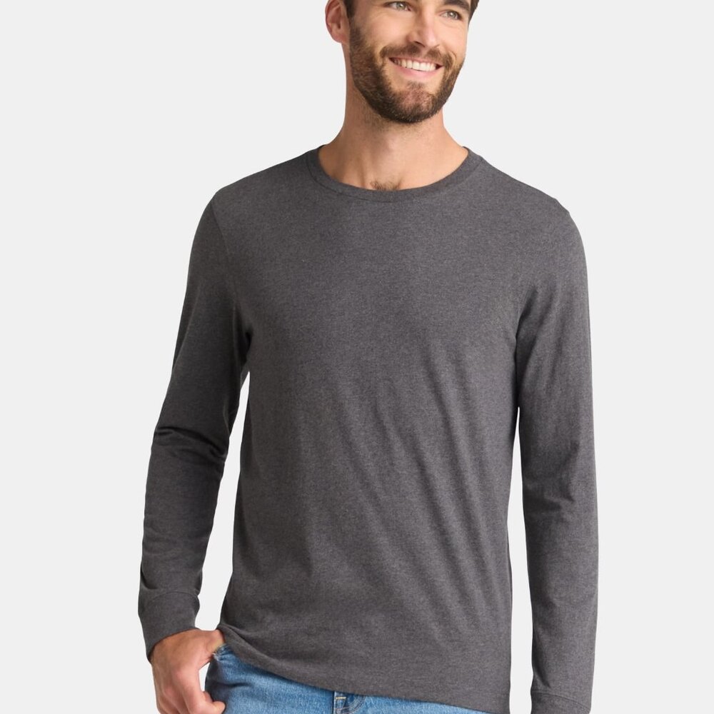George Charcoal Gray Men's Long Sleeve Stretch Crew Neck T-Shirt Size S (34-36)